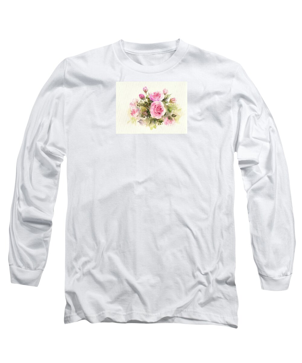 Bunch Of Roses Long Sleeve T-Shirt featuring the painting Bunch of roses by Asha Sudhaker Shenoy