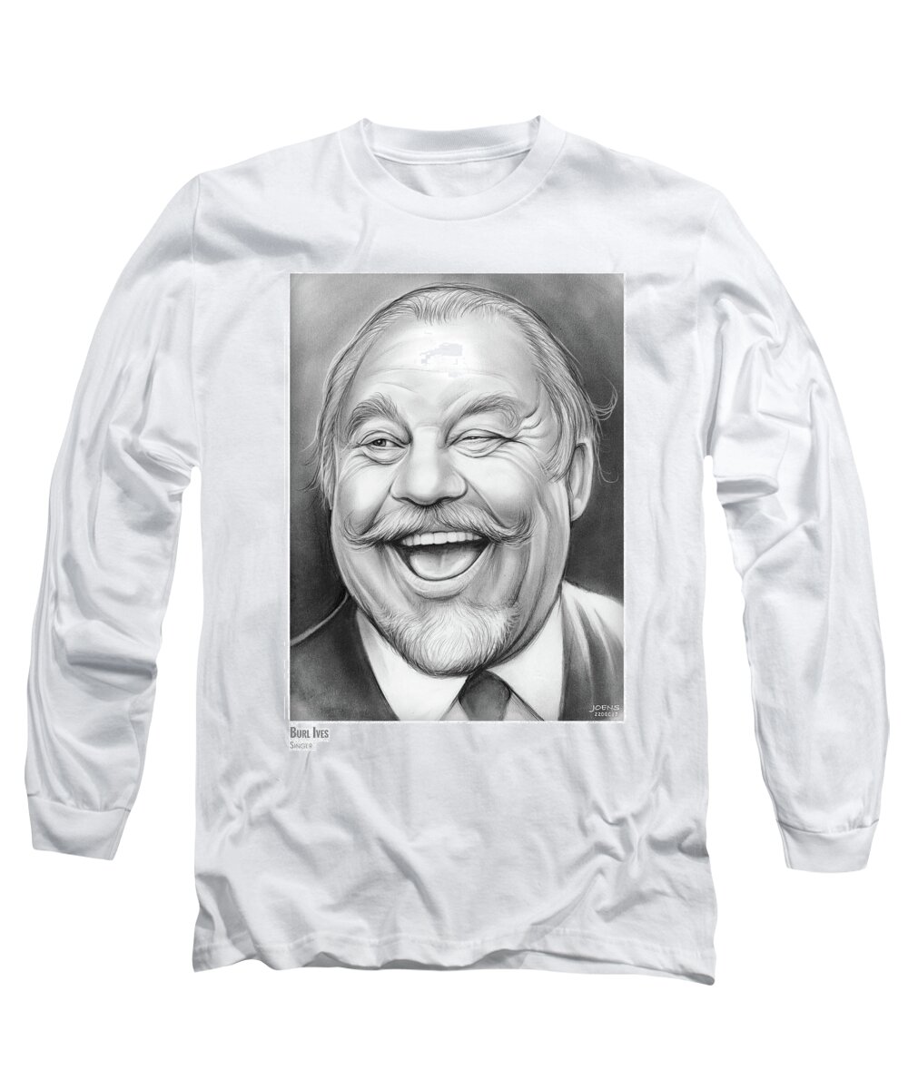 Burl Ives Long Sleeve T-Shirt featuring the drawing Burl Ives by Greg Joens
