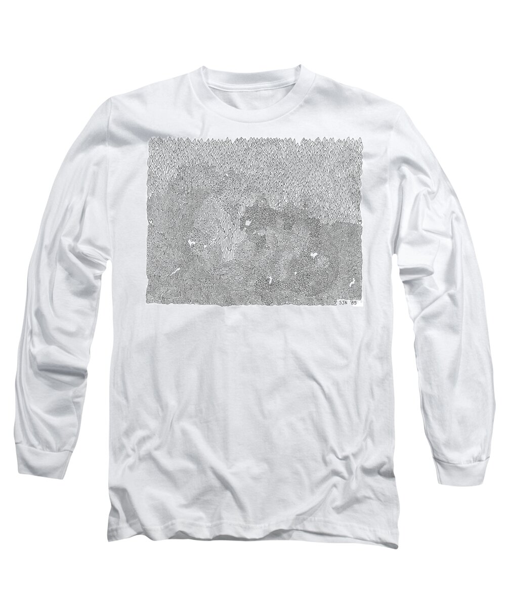 Mazes Long Sleeve T-Shirt featuring the drawing Burning Desire by Steven Natanson