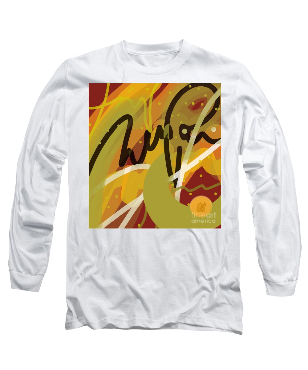 Script Long Sleeve T-Shirt featuring the digital art Caligraphic Carnival by Carol Jacobs