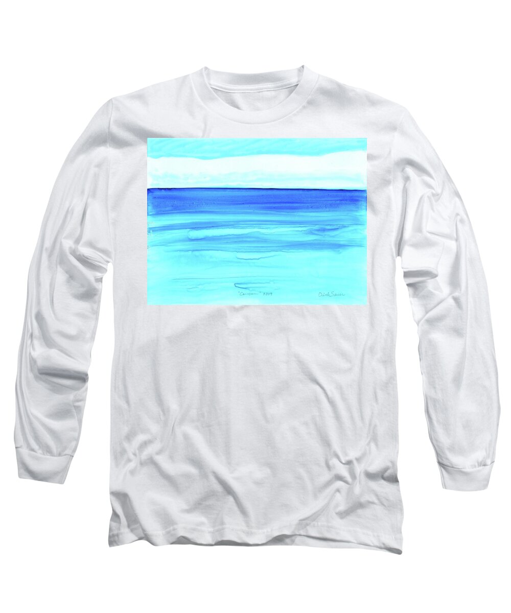 Seascape Long Sleeve T-Shirt featuring the painting CANCUN Mexico by Dick Sauer