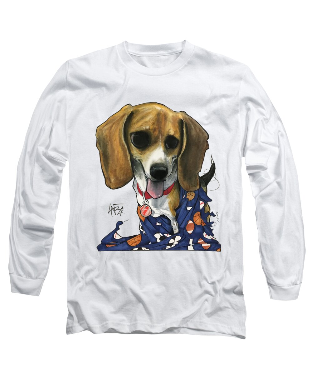 Pet Portrait Long Sleeve T-Shirt featuring the drawing Catha 3239 by John LaFree