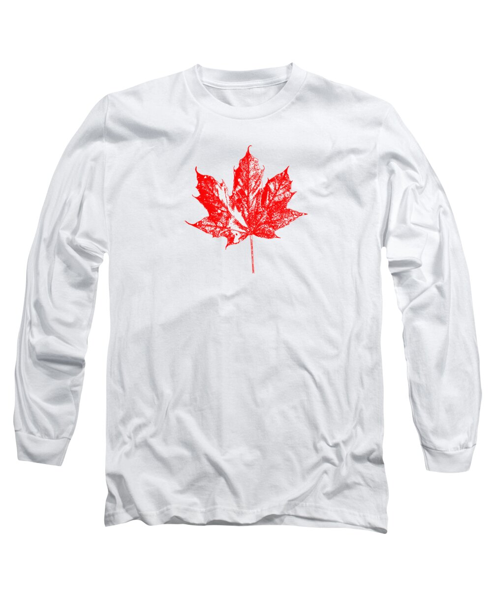 Red Long Sleeve T-Shirt featuring the photograph Celebrate Canada 150 Maple Leaf by Marlin and Laura Hum