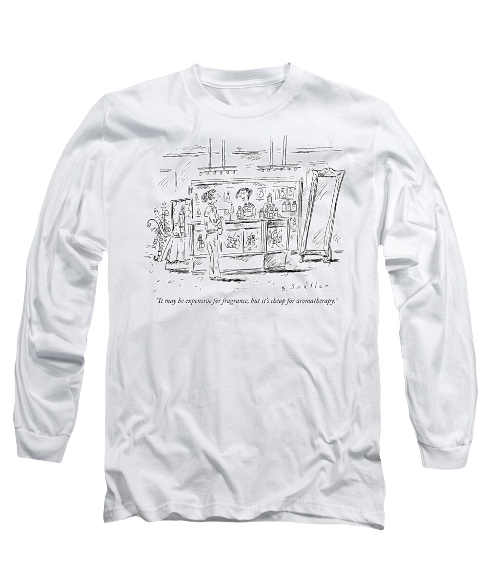 Perfume Counter Long Sleeve T-Shirt featuring the drawing Cheap Aromatherapy by Barbara Smaller
