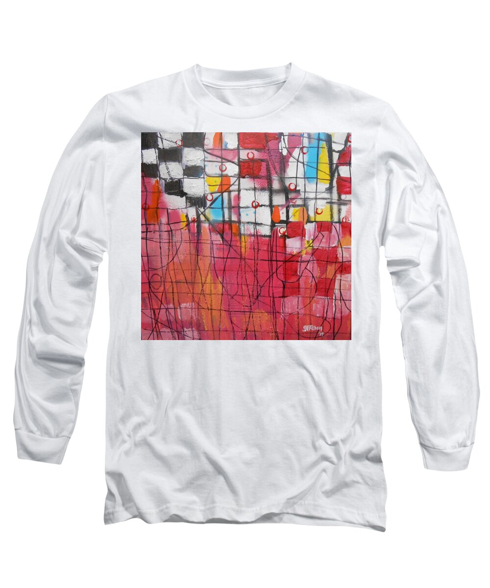 Checkers Long Sleeve T-Shirt featuring the painting Checkmate by GH FiLben