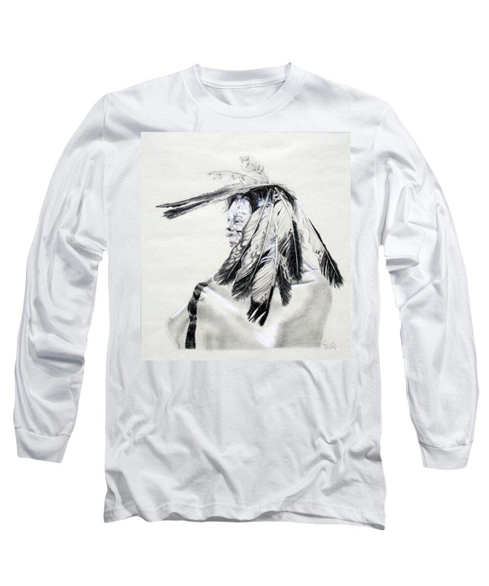 Chief Long Sleeve T-Shirt featuring the drawing Chief by Mayhem Mediums