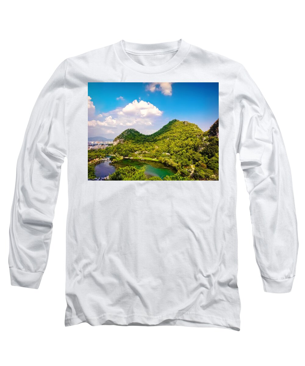 China Long Sleeve T-Shirt featuring the photograph China Guilin landscape scenery photography-17 by Artto Pan