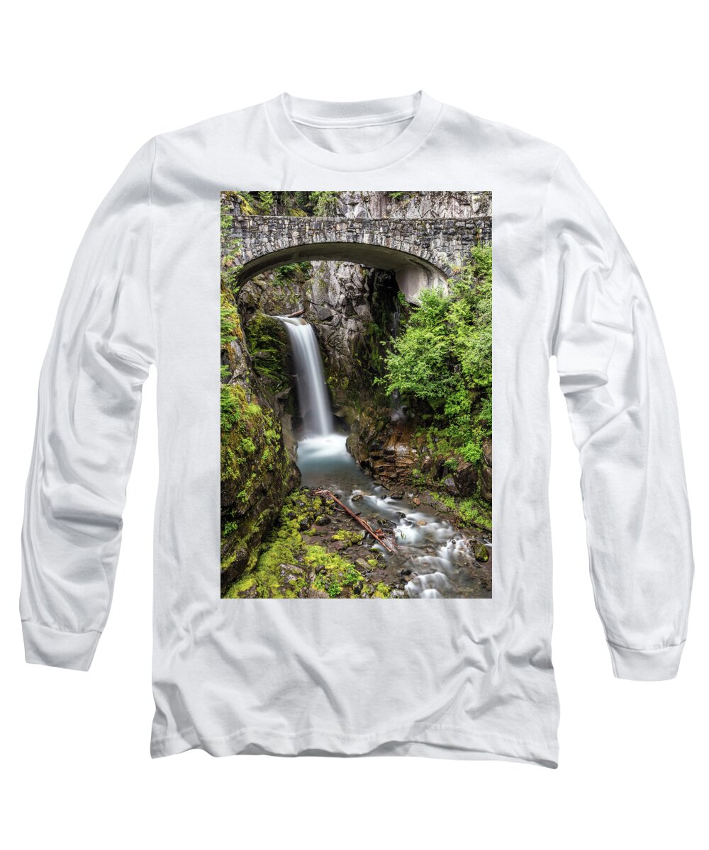 Christine Falls Long Sleeve T-Shirt featuring the photograph Christine Falls of Mount Rainier by Pierre Leclerc Photography