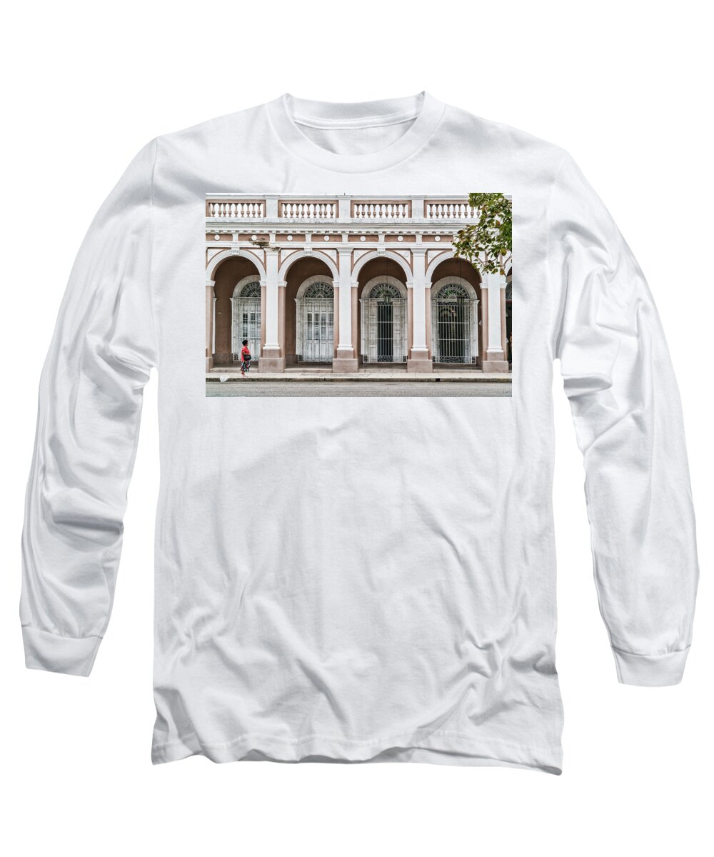 Cienfuegos Long Sleeve T-Shirt featuring the photograph Cienfuegos Arches by Sharon Popek