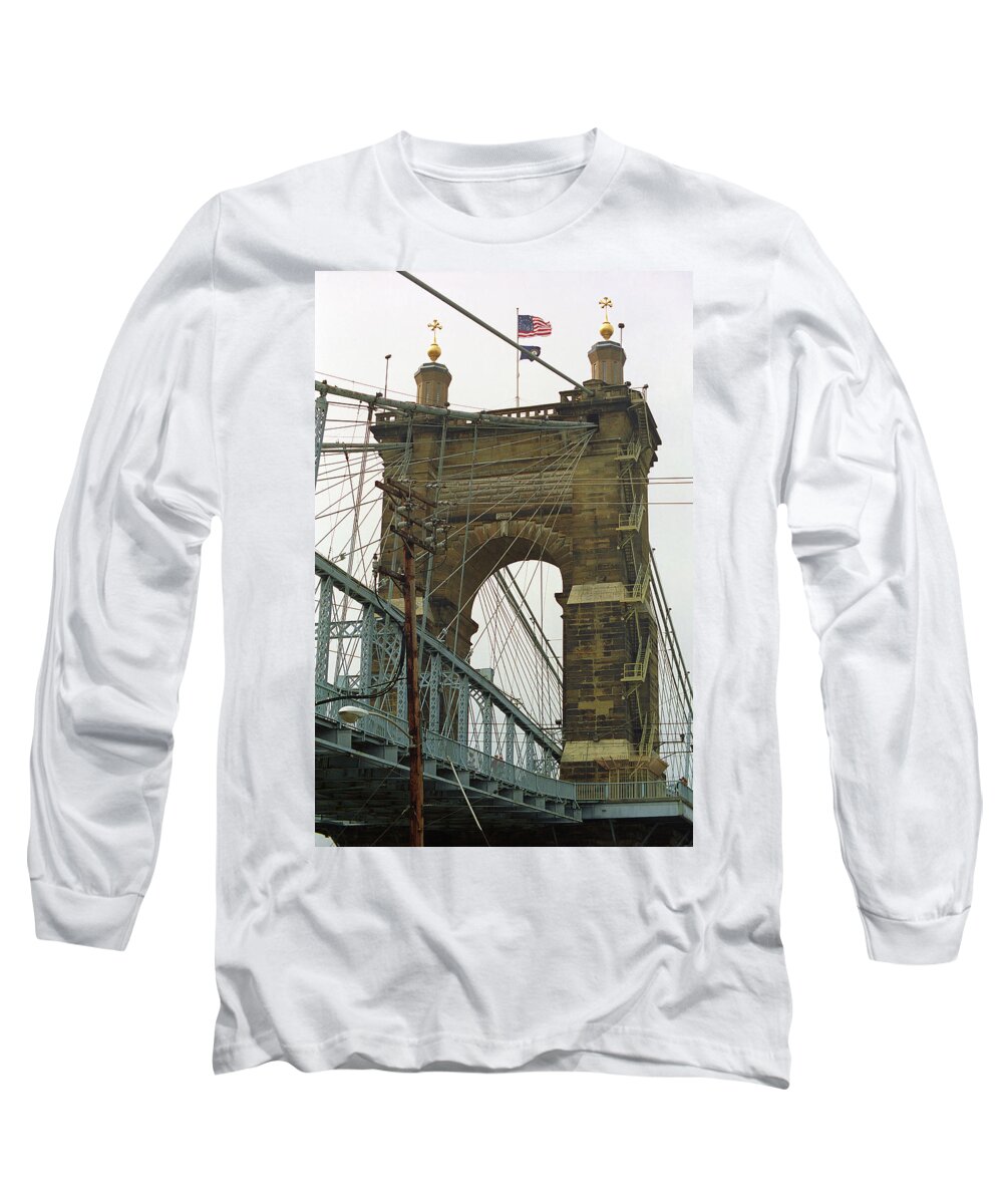 Arches Long Sleeve T-Shirt featuring the photograph Cincinnati - Roebling Bridge 4 by Frank Romeo