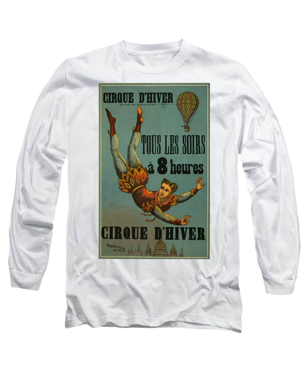 Vintage Long Sleeve T-Shirt featuring the drawing Cirque D'Hiver by Vintage Pix