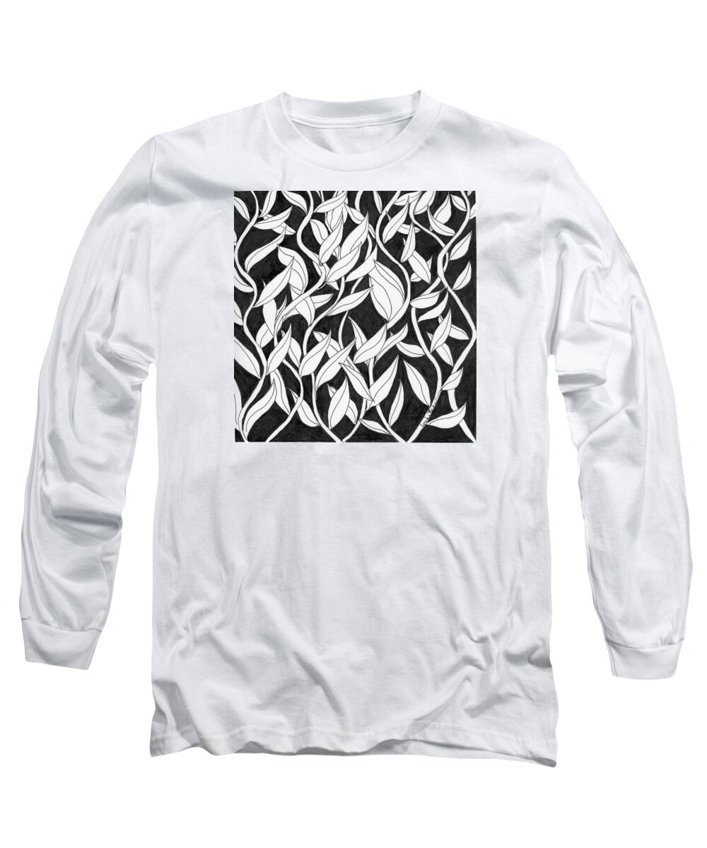 Leaves Long Sleeve T-Shirt featuring the painting Climb the Vine by Lou Belcher