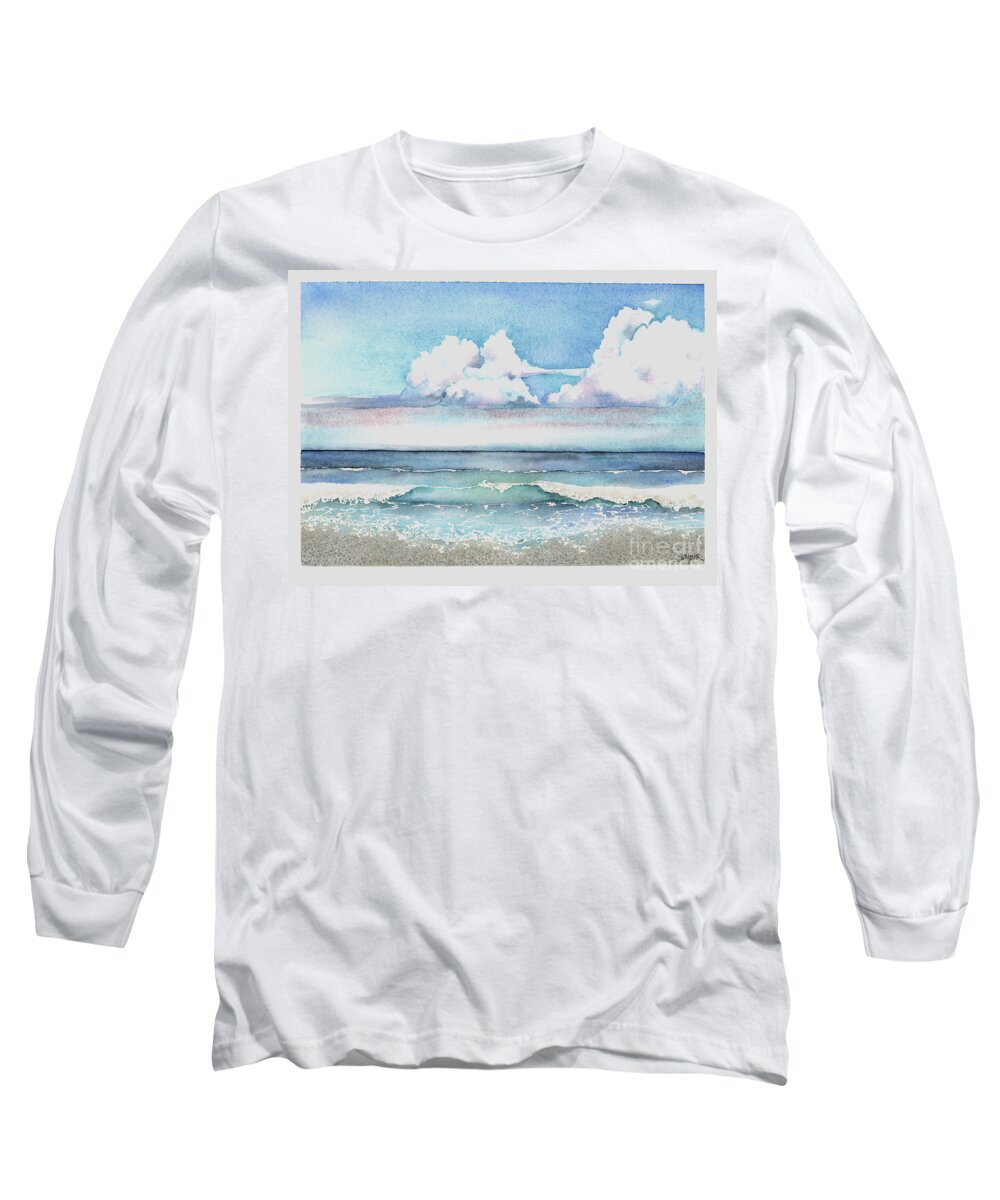 Clouds Long Sleeve T-Shirt featuring the painting Cloudburst by Hilda Wagner