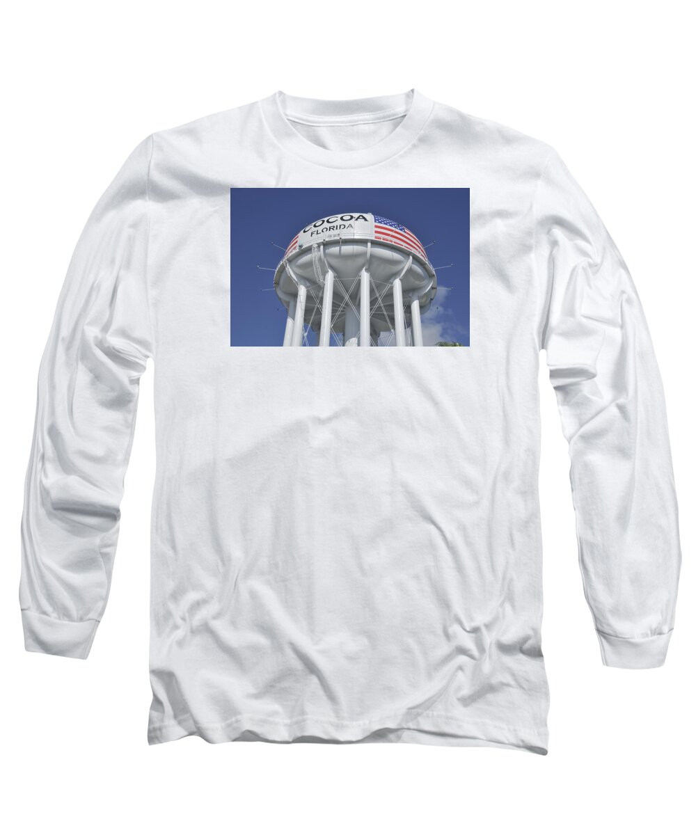 Water Tower Long Sleeve T-Shirt featuring the photograph Cocoa Florida Water Tower by Bradford Martin
