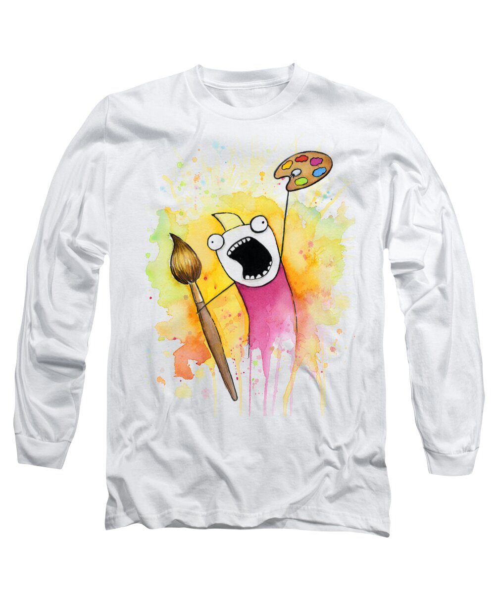 All The Things Long Sleeve T-Shirt featuring the painting Color ALL the Water by Olga Shvartsur