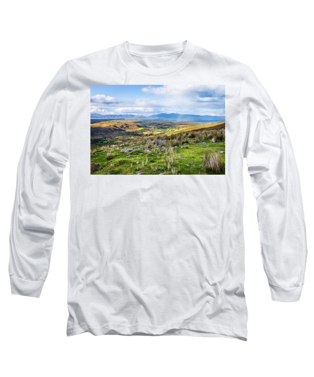 Blue Long Sleeve T-Shirt featuring the photograph Colourful undulating Irish landscape in Kerry by Semmick Photo