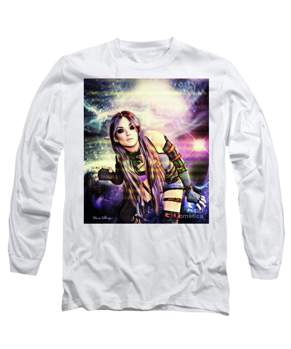 Sci-fi Long Sleeve T-Shirt featuring the digital art Coming Through in Waves by Alicia Hollinger
