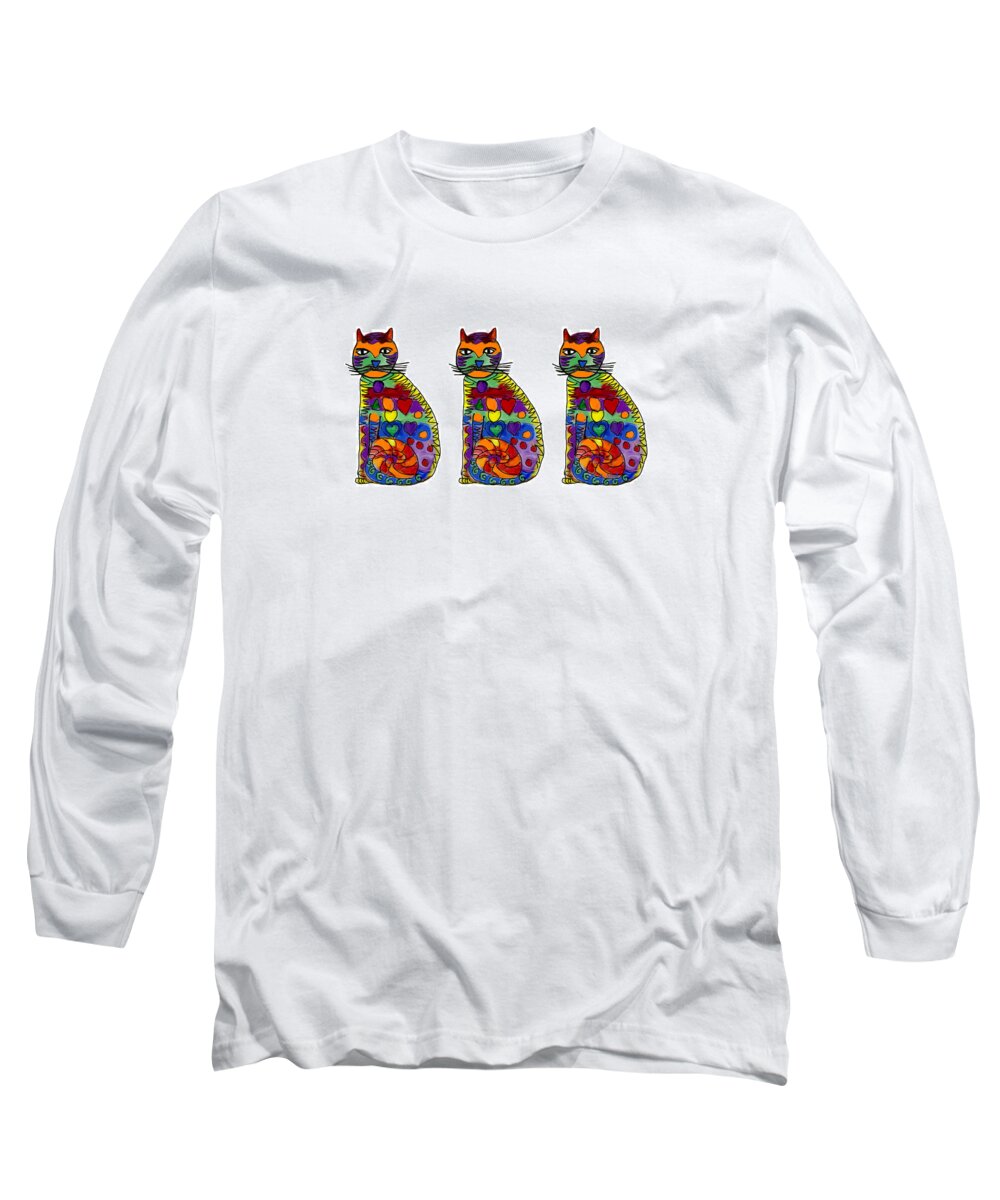 Cool Cats Long Sleeve T-Shirt featuring the painting Cool cats by Sarabjit Singh