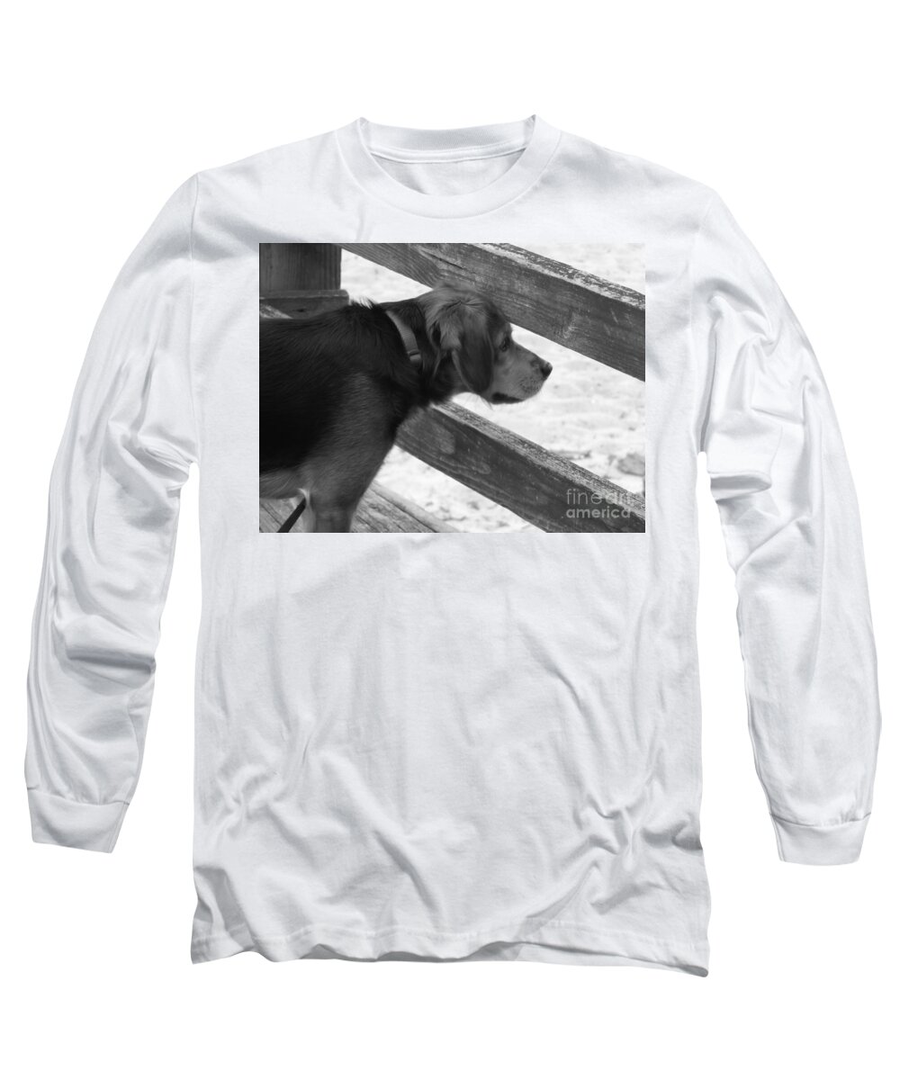 Corby Long Sleeve T-Shirt featuring the photograph Corby in B and W by Erick Schmidt