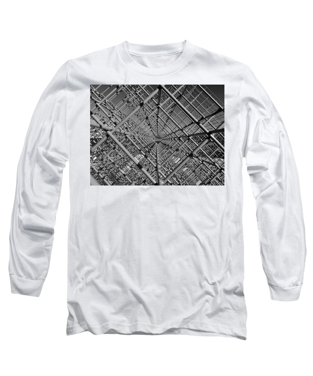 Abstract Long Sleeve T-Shirt featuring the photograph CrossLink Sculpture by Doris Aguirre