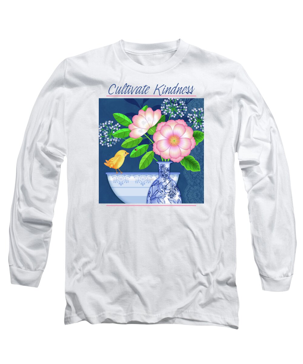 Still Life Long Sleeve T-Shirt featuring the digital art Cultivate Kindness by Valerie Drake Lesiak