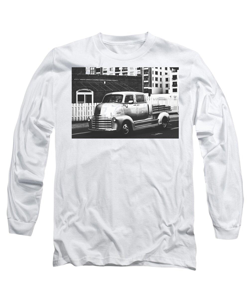 Terry D Photography Long Sleeve T-Shirt featuring the photograph Custom Chevy Asbury Park NJ Black and White by Terry DeLuco