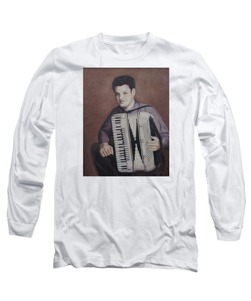 Music Long Sleeve T-Shirt featuring the painting Daddy and His Accordion by Jill Ciccone Pike
