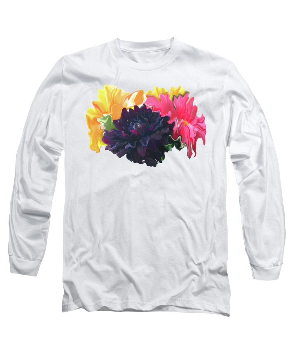 Abstract Long Sleeve T-Shirt featuring the photograph Dahlia Bouquet 2 by Kathy Moll