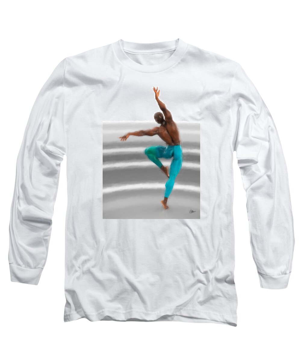 Dancer Long Sleeve T-Shirt featuring the painting Dancer back by Quim Abella