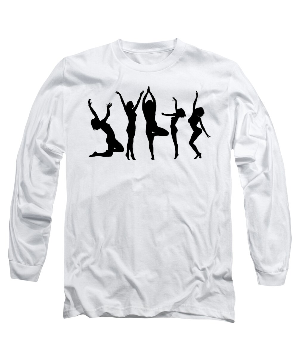 Dancers Long Sleeve T-Shirt featuring the digital art Dancing Silhouettes by John Haldane