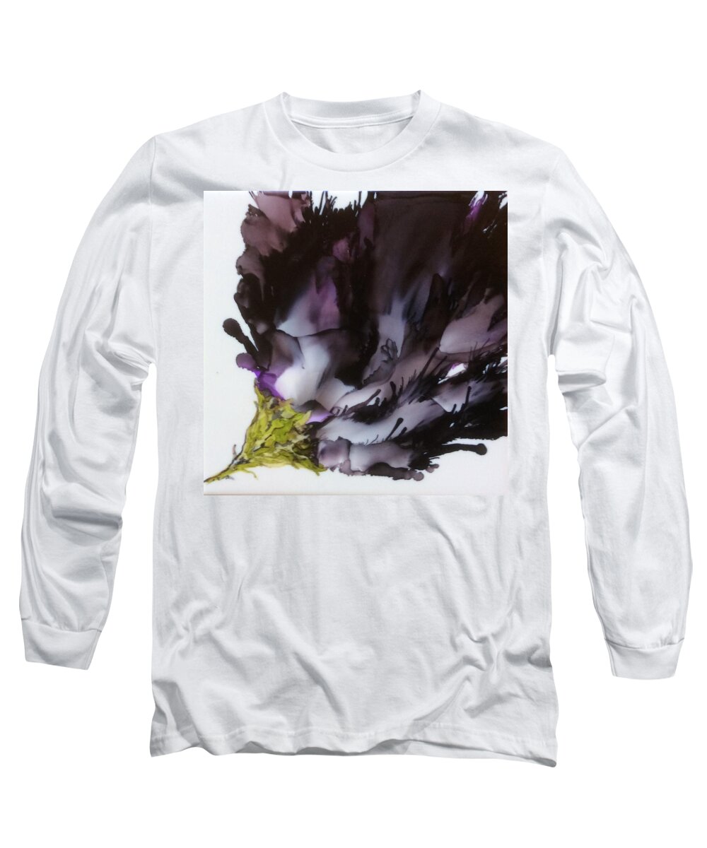 Flower Long Sleeve T-Shirt featuring the painting Dark Beauty by Pat Purdy