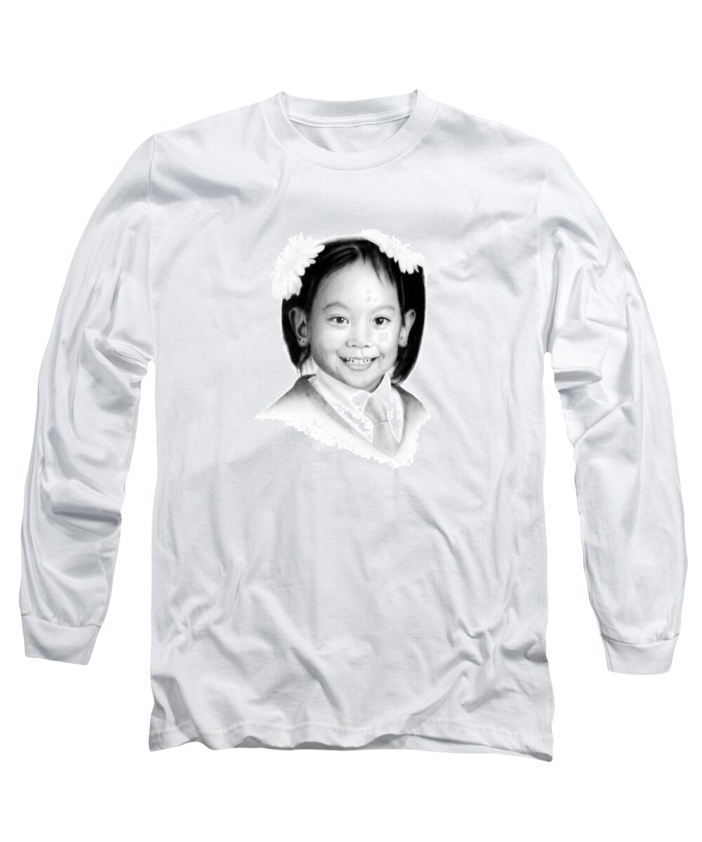 Portrait Long Sleeve T-Shirt featuring the drawing Deanna, age 5 years by Conrad Mieschke