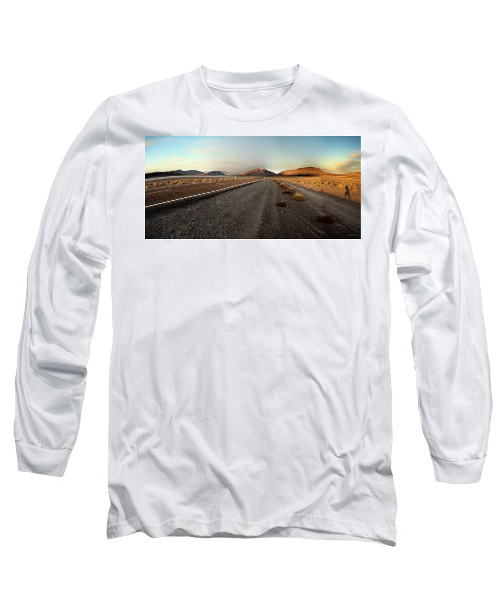 Death Valley National Park Long Sleeve T-Shirt featuring the photograph Death Valley Hitch Hiker by Gary Warnimont