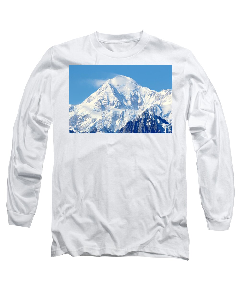 Denali Long Sleeve T-Shirt featuring the photograph Denali From Denali Viewpoint South by Steve Wolfe