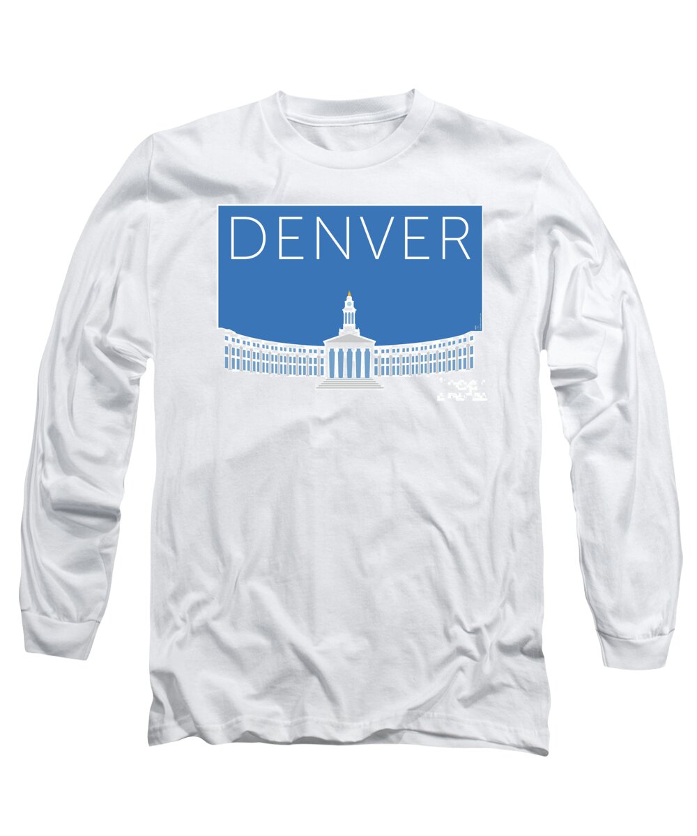Denver Long Sleeve T-Shirt featuring the digital art DENVER City and County Bldg/Blue by Sam Brennan