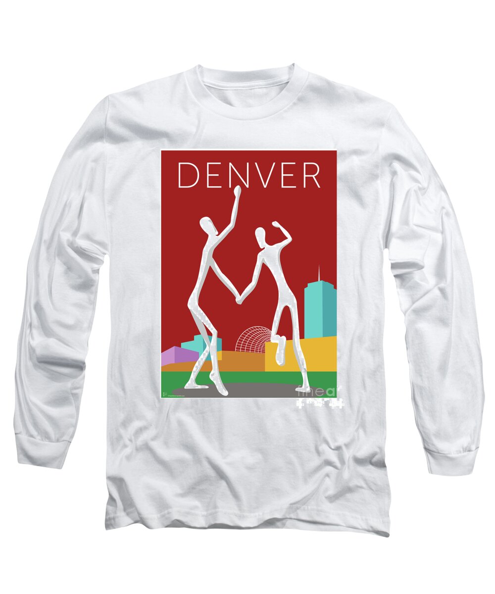 Denver Long Sleeve T-Shirt featuring the digital art DENVER Dancers/Maroon by Sam Brennan