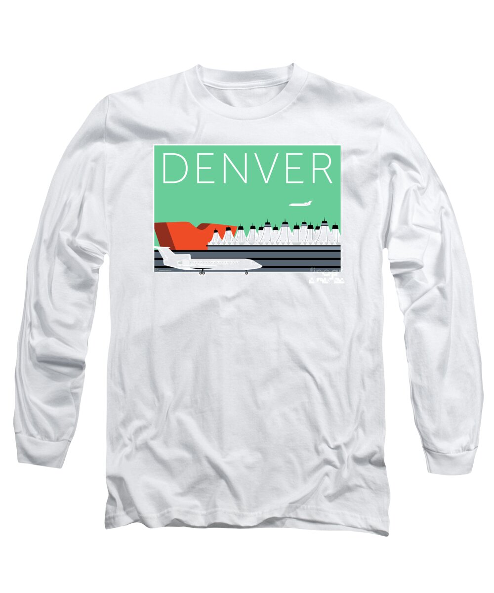 Denver Long Sleeve T-Shirt featuring the digital art DENVER DIA/Aqua by Sam Brennan