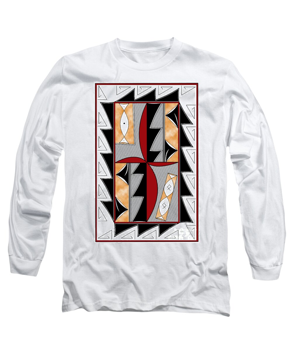 Southwest Long Sleeve T-Shirt featuring the digital art Southwest Collection - Design One in Red by Tim Hightower