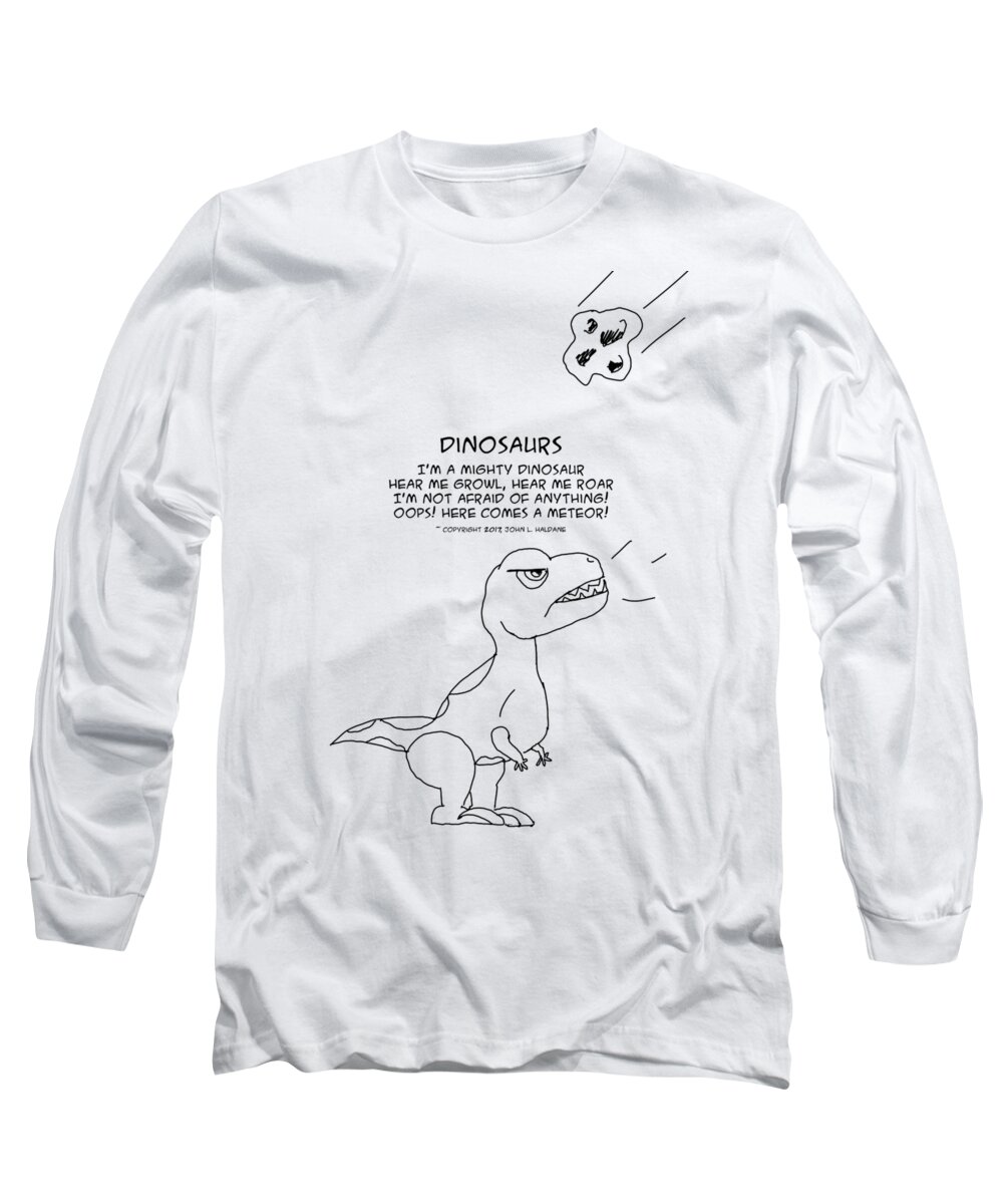 Dinosaur Long Sleeve T-Shirt featuring the drawing Dinosaurs by John Haldane