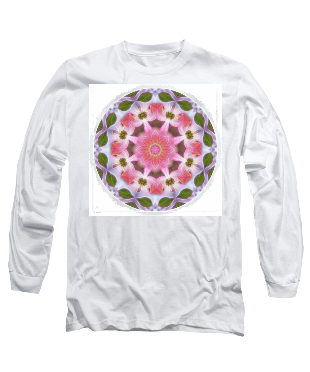 Dogwood Long Sleeve T-Shirt featuring the digital art Dogwood Energy Mandala by Beth Venner