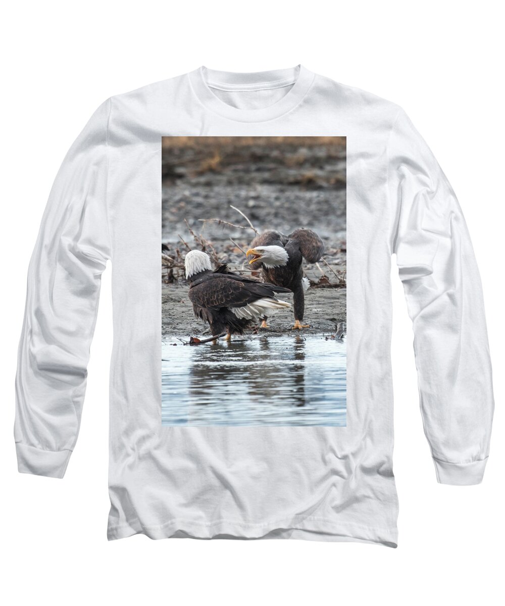 Bald Eagle Long Sleeve T-Shirt featuring the photograph Domestic Dispute by David Kirby