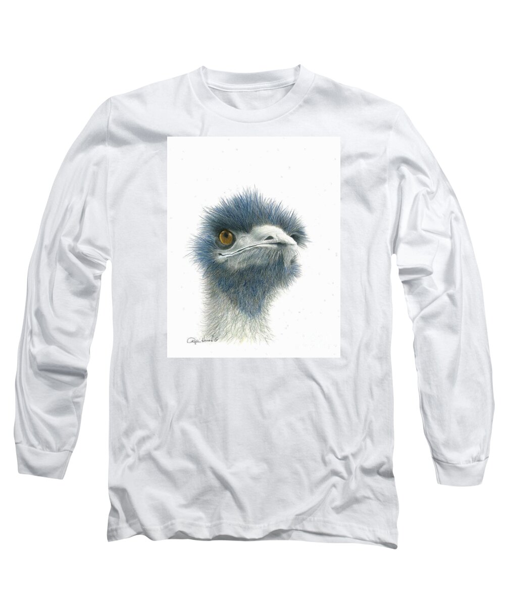 Emu Long Sleeve T-Shirt featuring the drawing Dont Mess with EMU by Phyllis Howard