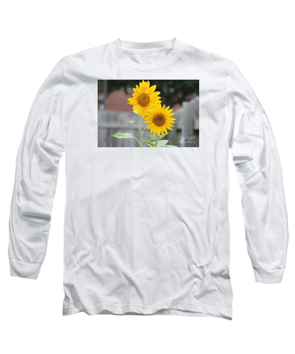 Sunflowers Long Sleeve T-Shirt featuring the photograph Double Sunflowers by Sheri Simmons