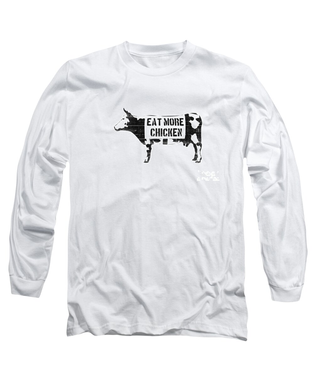 Banksy Long Sleeve T-Shirt featuring the digital art Eat more chicken by Pixel Chimp