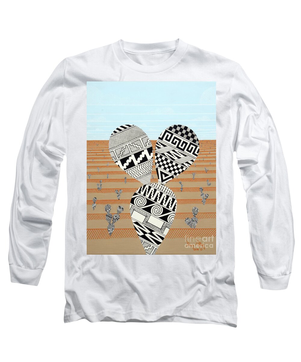 Cactus Paintings Long Sleeve T-Shirt featuring the painting Echos of the Past by Doug Miller