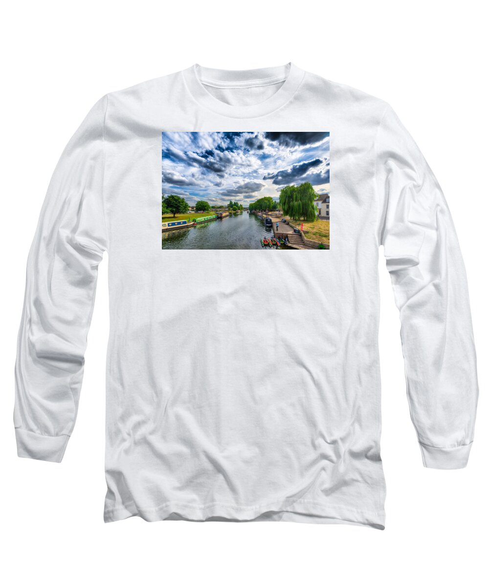 Blue Sky Long Sleeve T-Shirt featuring the photograph Ely Riverside by James Billings