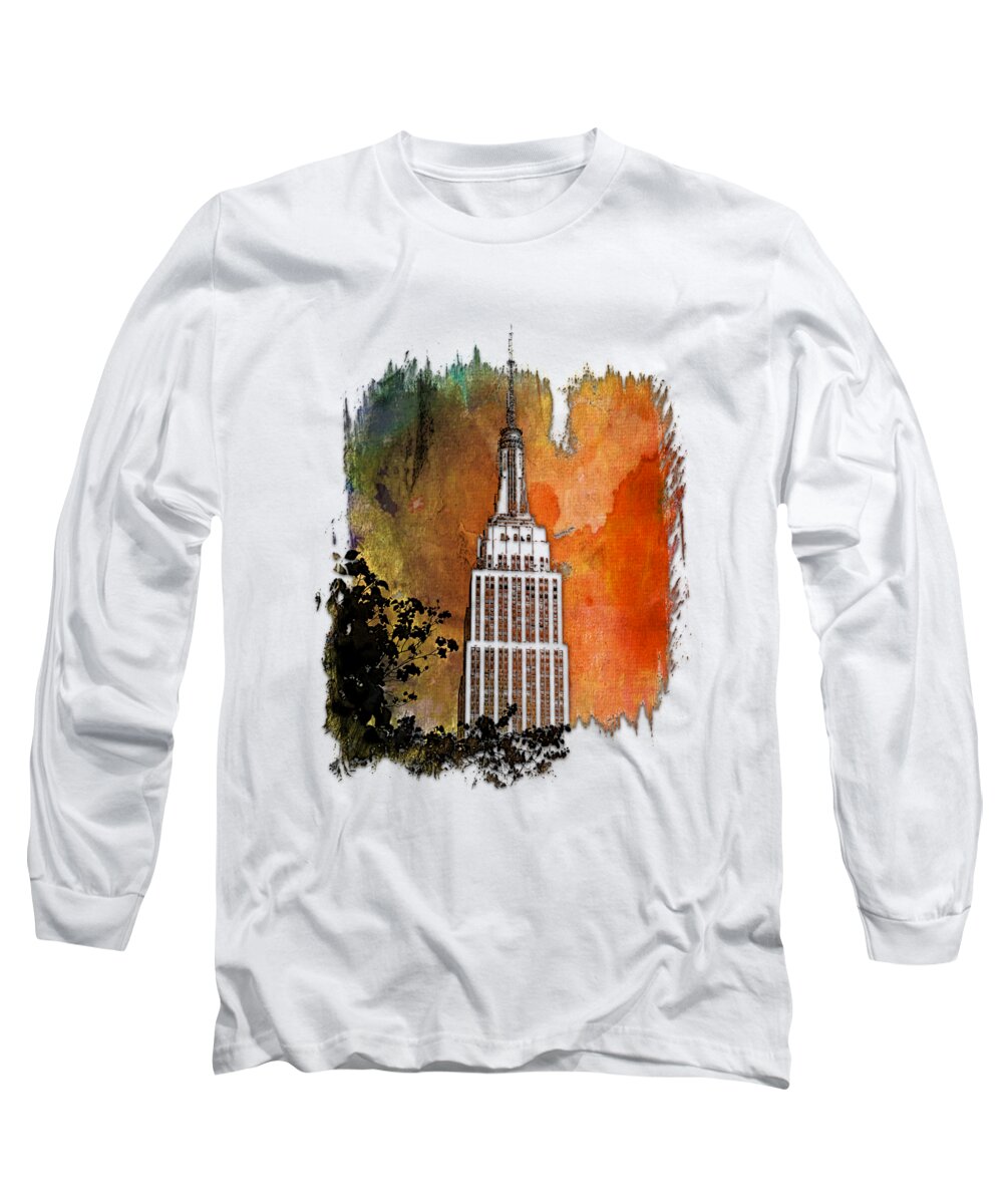 3d Long Sleeve T-Shirt featuring the photograph Empire State Of Mind Earthy Rainbow 3 Dimensional by DiDesigns Graphics