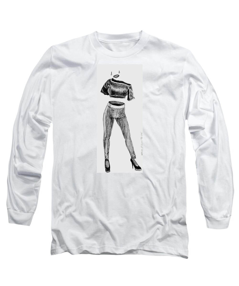 Sketch Long Sleeve T-Shirt featuring the digital art Empty by ThomasE Jensen