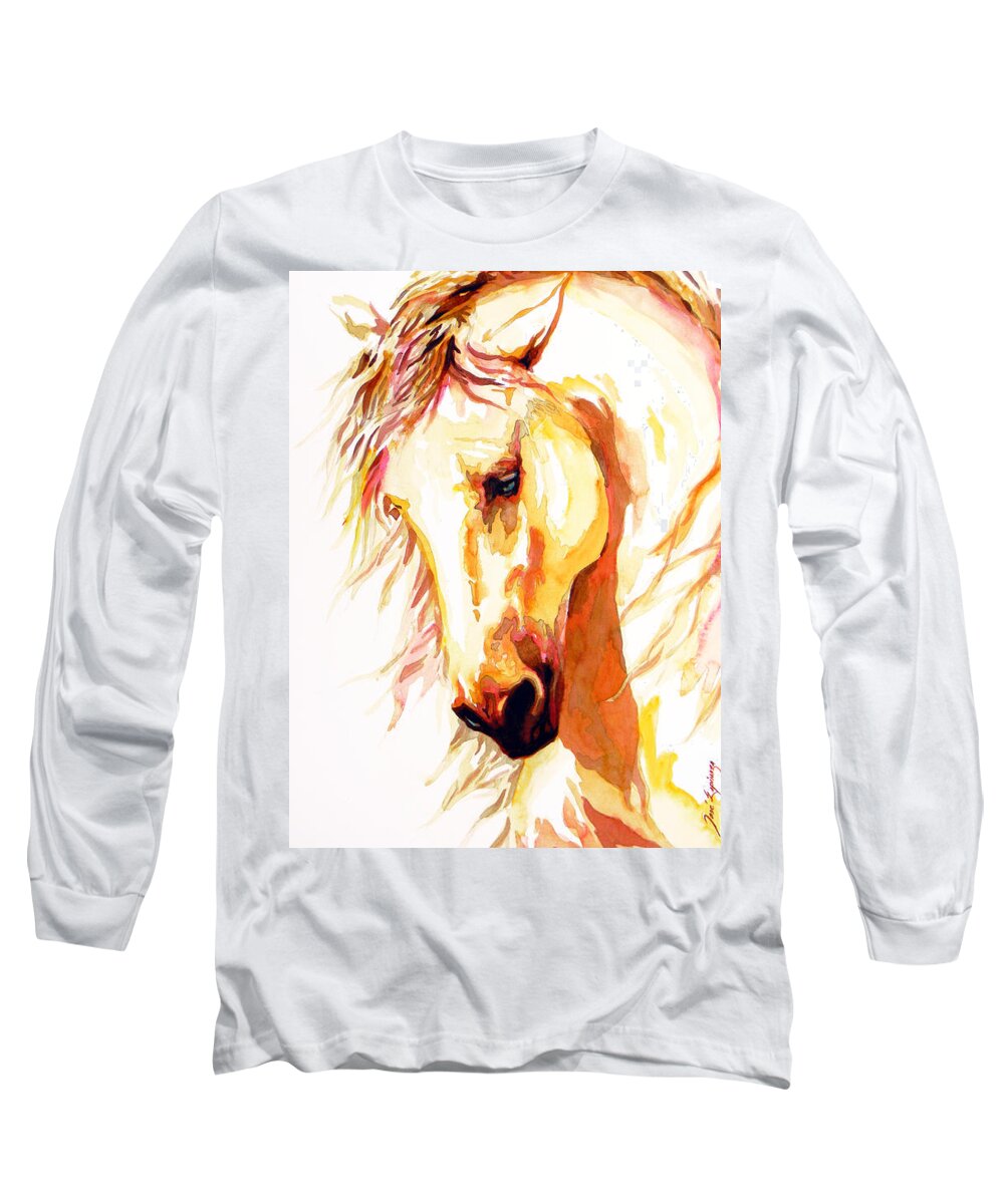 Horse Long Sleeve T-Shirt featuring the painting E  Q  U  U  S by J U A N - O A X A C A