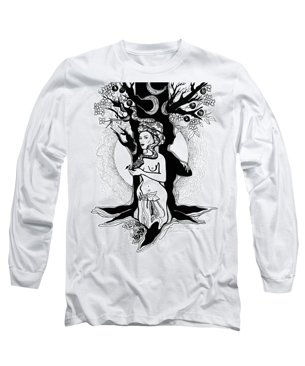 Woman Long Sleeve T-Shirt featuring the drawing Eve by Yelena Tylkina